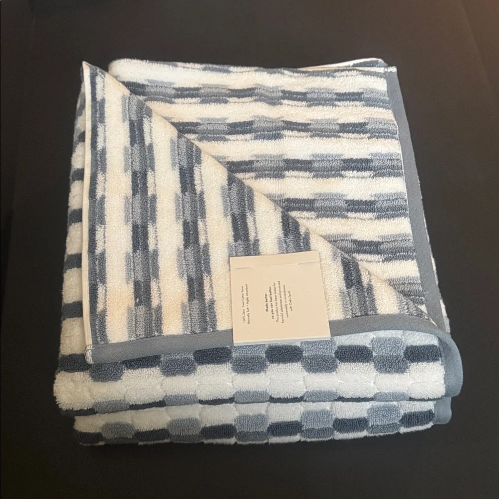 2pc CARO HOME 100% Cotton Mosaic Bath Towel Set - Denim